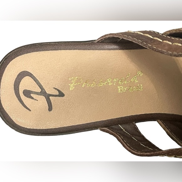 Passarela Brazil Terra Stitched Strap Leather Wedge Sandal; size 6 women’s - Picture 5 of 11